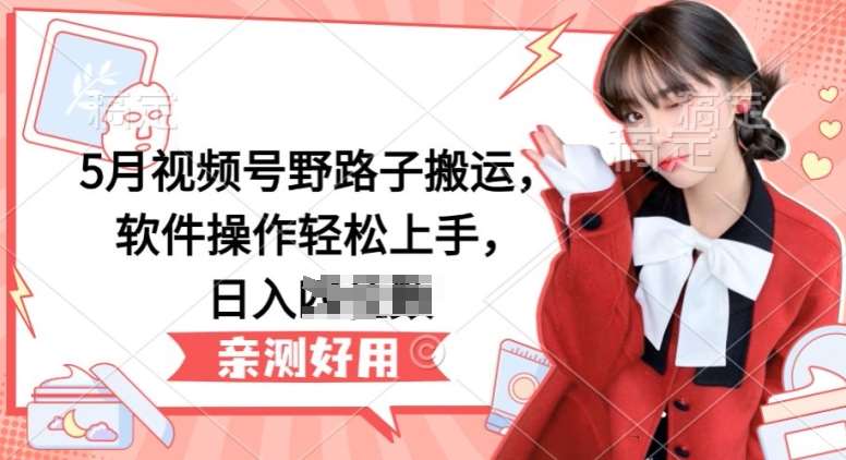 5月视频号野路子搬运，软件操作轻松上手，日入三位数【揭秘】汇创网-网创项目_汇创网_中创网_福缘网_冒泡网_资源整合平台汇创网