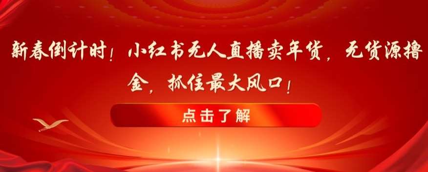 新春倒计时！小红书无人直播卖年货，无货源撸金，抓住最大风口【揭秘】汇创网-网创项目_汇创网_中创网_福缘网_冒泡网_网创项目平台汇创网