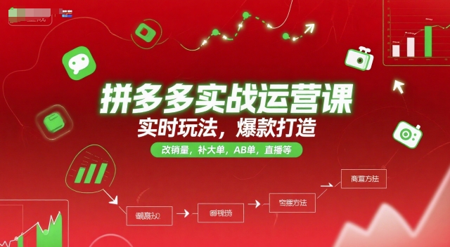 拼多多实战运营课，实时玩法，爆款打造，改销量，补大单，AB单，直播等（更新2025月）汇创网-网创项目_汇创网_中创网_福缘网_冒泡网_资源整合平台汇创网