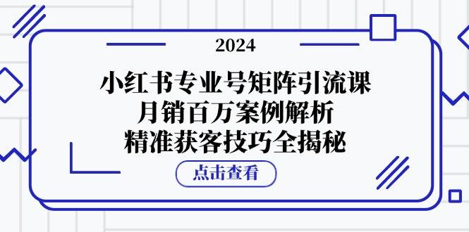 小红书专业号矩阵引流课，月销百万案例解析，精准获客技巧全揭秘汇创网-网创项目_汇创网_中创网_福缘网_冒泡网_资源整合平台汇创网