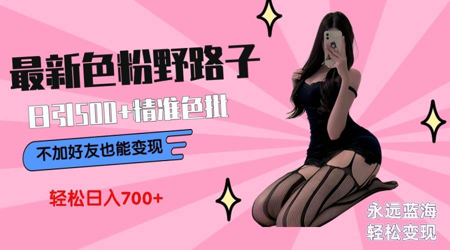 最新色粉变现野路子，日引500+老色批 可不加好友直接变现 小白轻松日入700+汇创网-网创项目_汇创网_中创网_福缘网_冒泡网_资源整合平台汇创网