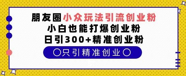 朋友圈小众玩法引流创业粉，小白也能打爆创业粉，日引300+精准创业粉【揭秘】汇创网-网创项目_汇创网_中创网_福缘网_冒泡网_资源整合平台汇创网