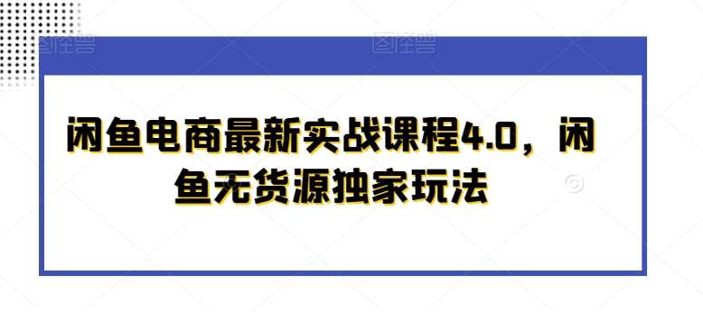 闲鱼电商最新实战课程4.0，闲鱼无货源独家玩法汇创网-网创项目_汇创网_中创网_福缘网_冒泡网_资源整合平台汇创网