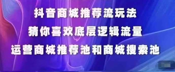 抖音商城运营课程，猜你喜欢入池商城搜索商城推荐人群标签覆盖汇创网-网创项目_汇创网_中创网_福缘网_冒泡网_网创项目平台汇创网