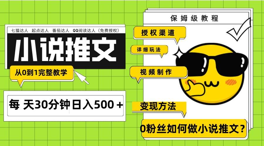 （7911期）Ai小说推文每天20分钟日入500＋授权渠道 引流变现 从0到1完整教学（7节课）汇创网-网创项目_汇创网_中创网_福缘网_冒泡网_资源整合平台汇创网