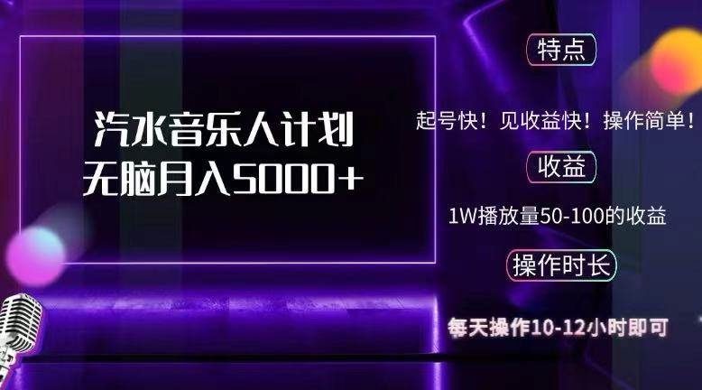 （12429期）抖音汽水音乐人计划无脑月入5000+汇创网-网创项目_汇创网_中创网_福缘网_冒泡网_网创项目平台汇创网