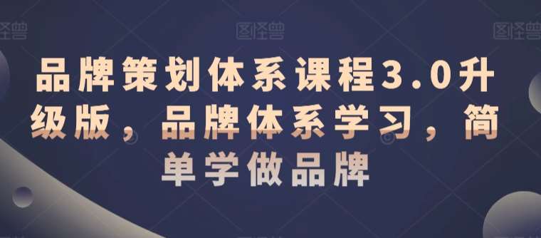 品牌策划体系课程3.0升级版，品牌体系学习，简单学做品牌汇创网-网创项目_汇创网_中创网_福缘网_冒泡网_资源整合平台汇创网