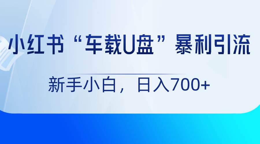 小红书“车载U盘”项目，暴利引流，新手小白轻松日入700+汇创网-网创项目_汇创网_中创网_福缘网_冒泡网_资源整合平台汇创网