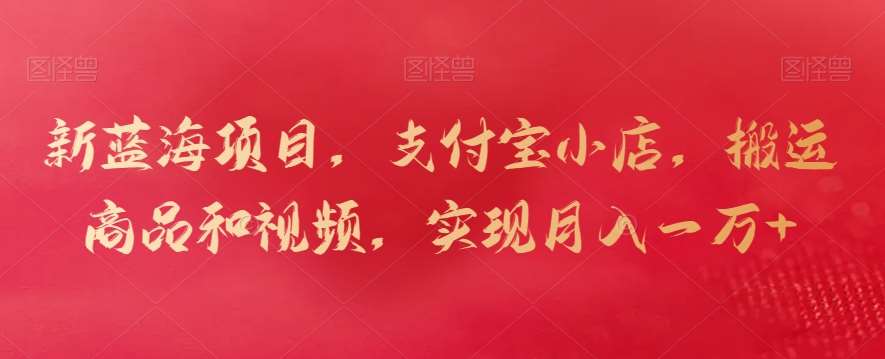 新蓝海项目，支付宝小店，搬运商品和视频，实现月入一万+【揭秘】汇创网-网创项目_汇创网_中创网_福缘网_冒泡网_网创项目平台汇创网