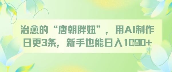 治愈的“唐朝胖妞”，用AI制作日更3条，新手也能日入多张汇创网-网创项目_汇创网_中创网_福缘网_冒泡网_资源整合平台汇创网