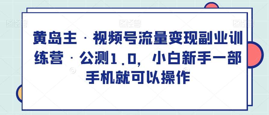 黄岛主·视频号流量变现副业训练营·公测1.0，小白新手一部手机就可以操作汇创网-网创项目_汇创网_中创网_福缘网_冒泡网_资源整合平台汇创网