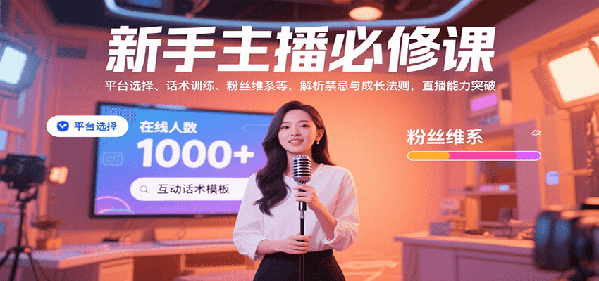 新手主播必修课：平台选择、话术训练、粉丝维系等，解析禁忌与成长法则，突破直播能力汇创网-网创项目_汇创网_中创网_福缘网_冒泡网_资源整合平台汇创网