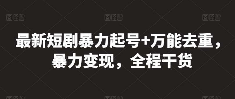 最新短剧暴力起号+万能去重，暴力变现，全程干货【揭秘】汇创网-网创项目_汇创网_中创网_福缘网_冒泡网_网创项目平台汇创网