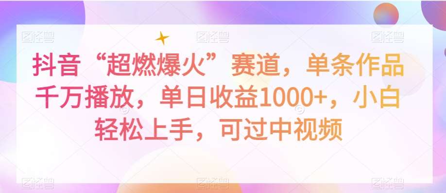 抖音“超燃爆火”赛道，单条作品千万播放，单日收益1000+，小白轻松上手，可过中视频【揭秘】汇创网-网创项目_汇创网_中创网_福缘网_冒泡网_资源整合平台汇创网