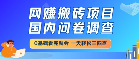 网创搬砖项目，国内问卷调查，小白轻松上手，一天三四张的也不难，干就完了【揭秘】汇创网-网创项目_汇创网_中创网_福缘网_冒泡网_资源整合平台汇创网