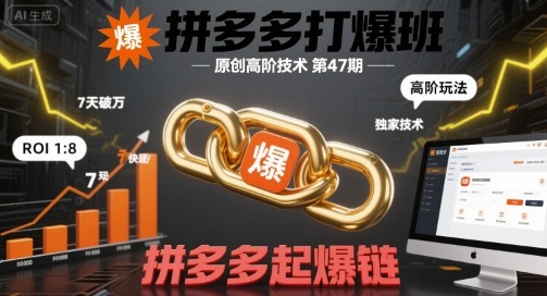 拼多多打爆班原创高阶技术第47期，拼多多起爆链汇创网-网创项目_汇创网_中创网_福缘网_冒泡网_网创项目平台汇创网