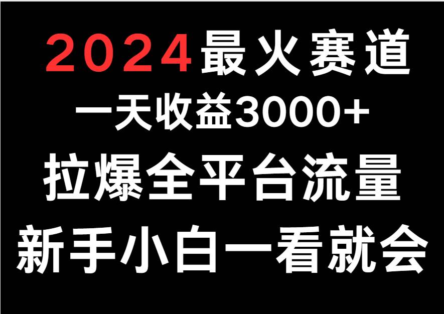 2024最火赛道，一天收一3000+.拉爆全平台流量，新手小白一看就会汇创网-网创项目_汇创网_中创网_福缘网_冒泡网_资源整合平台汇创网