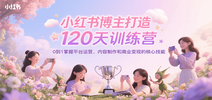 小红书博主打造120天训练营，0到1掌握平台运营、内容制作和商业变现汇创网-网创项目_汇创网_中创网_福缘网_冒泡网_资源整合平台汇创网