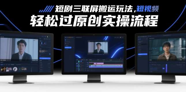 短剧三联屏搬运玩法，短剧搬运轻松过原创实操流程汇创网-网创项目_汇创网_中创网_福缘网_冒泡网_资源整合平台汇创网