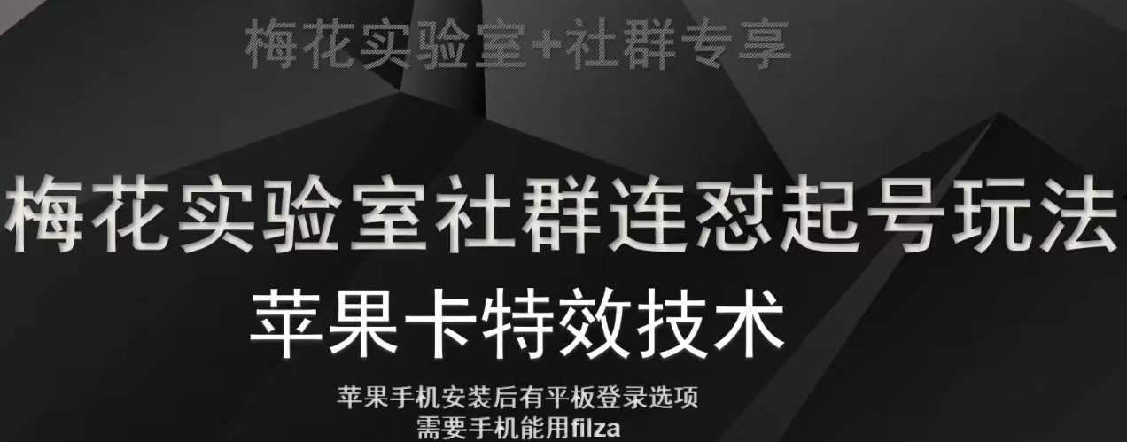 梅花实验室社群视频号连怼起号玩法，最新苹果卡特效技术汇创网-网创项目_汇创网_中创网_福缘网_冒泡网_资源整合平台汇创网
