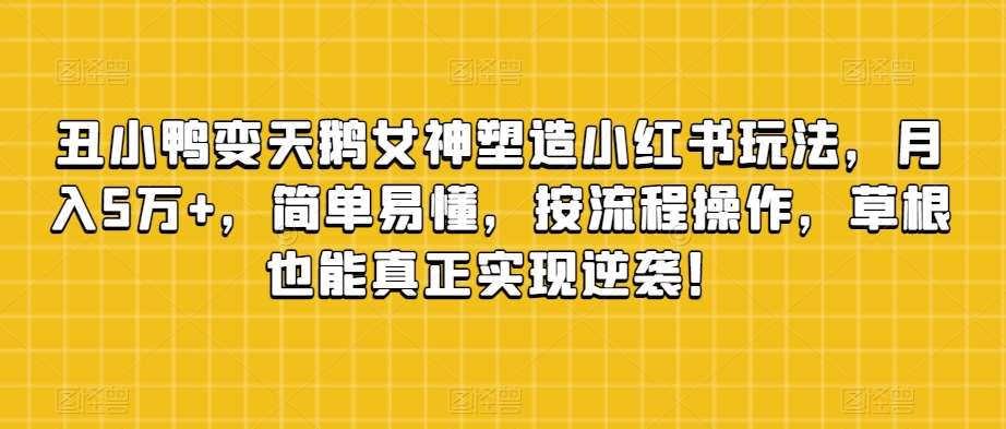 丑小鸭变天鹅女神塑造小红书玩法，月入5万+，简单易懂，按流程操作，草根也能真正实现逆袭！汇创网-网创项目_汇创网_中创网_福缘网_冒泡网_网创项目平台汇创网