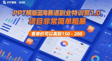 PPT模版蓝海赛道副业特训营1.0，项目非常简单粗暴，客单价可以高到150-200汇创网-网创项目_汇创网_中创网_福缘网_冒泡网_资源整合平台汇创网