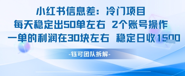 小红书信息差冷门项目一单利润30块每天稳定1.5k左右2个账号操作汇创网-网创项目_汇创网_中创网_福缘网_冒泡网_资源整合平台汇创网