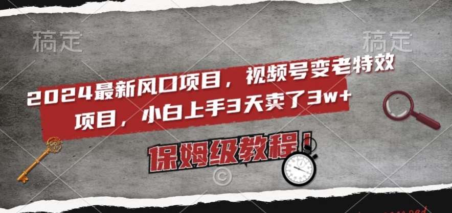2024最新风口项目，视频号变老特效项目，电脑小白上手3天卖了3w+，保姆级教程【揭秘】汇创网-网创项目_汇创网_中创网_福缘网_冒泡网_资源整合平台汇创网