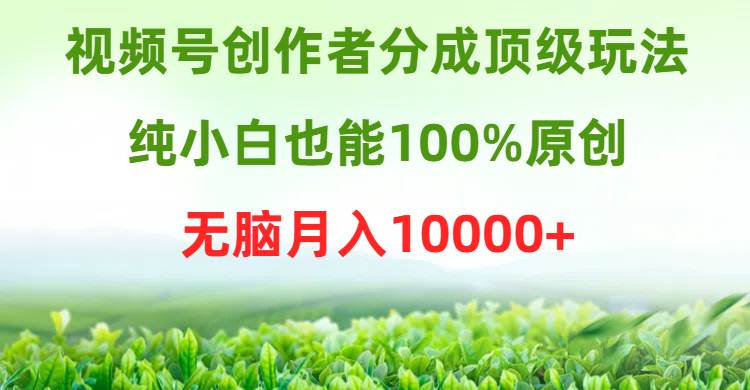 视频号创作者分成顶级玩法，纯小白也能100%原创，无脑月入10000+汇创网-网创项目_汇创网_中创网_福缘网_冒泡网_资源整合平台汇创网