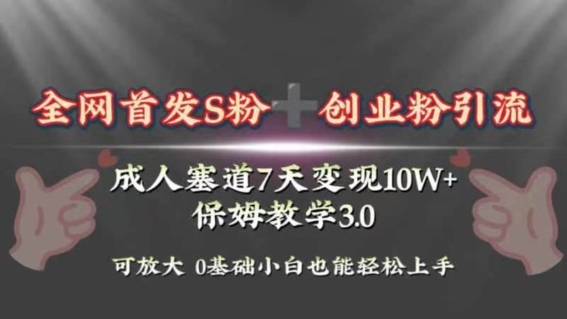 （8337期）全网首发s粉加创业粉引流变现，成人用品赛道7天变现10w+保姆教学3.0汇创网-网创项目_汇创网_中创网_福缘网_冒泡网_资源整合平台汇创网
