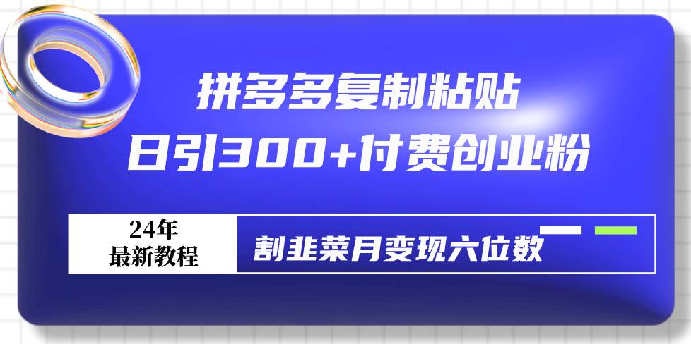 （9129期）拼多多复制粘贴日引300+付费创业粉，割韭菜月变现六位数最新教程！汇创网-网创项目_汇创网_中创网_福缘网_冒泡网_资源整合平台汇创网