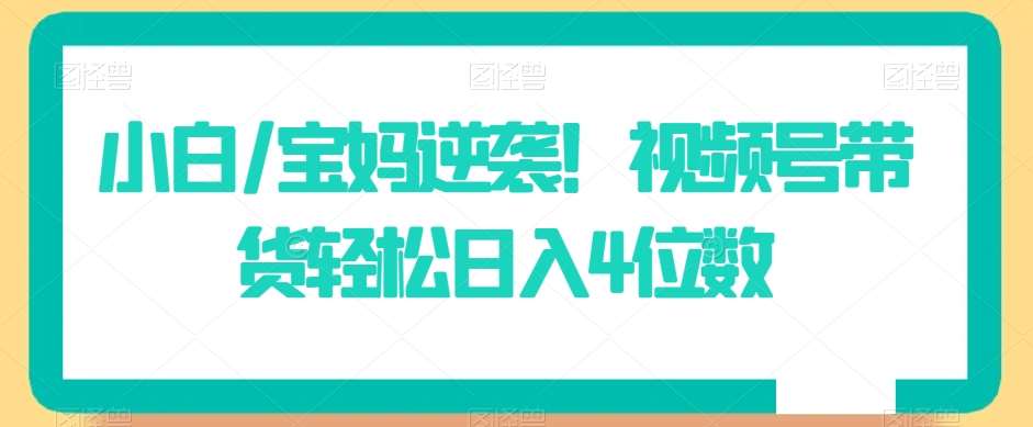 小白/宝妈逆袭！视频号带货轻松日入4位数【揭秘】汇创网-网创项目_汇创网_中创网_福缘网_冒泡网_资源整合平台汇创网