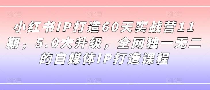 小红书IP打造60天实战营11期，5.0大升级，全网独一无二的自媒体IP打造课程汇创网-网创项目_汇创网_中创网_福缘网_冒泡网_资源整合平台汇创网