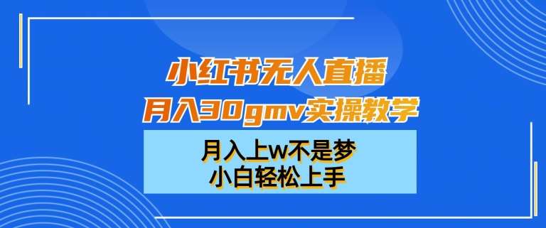 小红书无人直播月入30gmv实操教学，月入上w不是梦，小白轻松上手【揭秘】汇创网-网创项目_汇创网_中创网_福缘网_冒泡网_资源整合平台汇创网