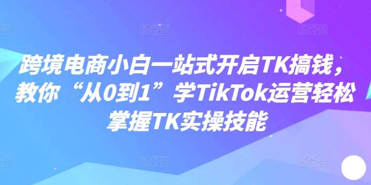 跨境电商小白一站式开启TK搞钱，教你“从0到1”学TikTok运营轻松掌握TK实操技能汇创网-网创项目_汇创网_中创网_福缘网_冒泡网_资源整合平台汇创网