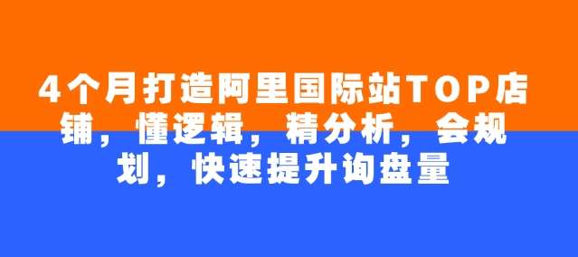 4个月打造阿里国际站TOP店铺，懂逻辑，精分析，会规划，快速提升询盘量汇创网-网创项目_汇创网_中创网_福缘网_冒泡网_资源整合平台汇创网