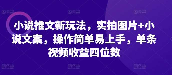 小说推文新玩法，实拍图片+小说文案，操作简单易上手，单条视频收益四位数汇创网-网创项目_汇创网_中创网_福缘网_冒泡网_网创项目平台汇创网