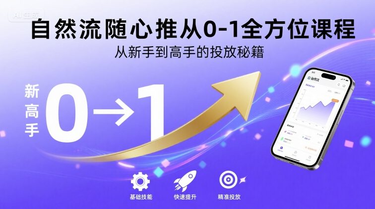 自然流随心推从0-1全方位课程，从新手到高手的投放秘籍汇创网-网创项目_汇创网_中创网_福缘网_冒泡网_网创项目平台汇创网