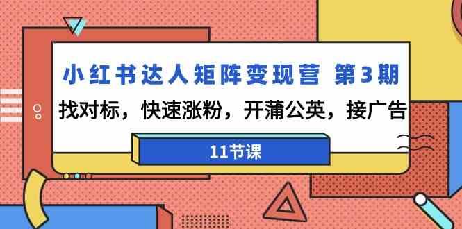小红书达人矩阵变现营第3期，找对标，快速涨粉，开蒲公英，接广告（11节课）汇创网-网创项目_汇创网_中创网_福缘网_冒泡网_资源整合平台汇创网