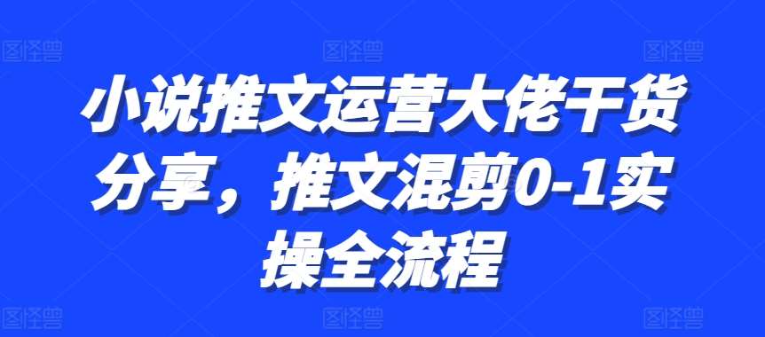 小说推文运营大佬干货分享，推文混剪0-1实操全流程汇创网-网创项目_汇创网_中创网_福缘网_冒泡网_资源整合平台汇创网