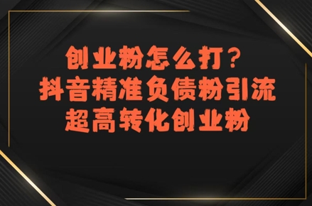 创业粉怎么打？抖音精准负债粉引流，超高转化创业粉汇创网-网创项目_汇创网_中创网_福缘网_冒泡网_资源整合平台汇创网