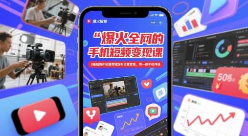 爆火全网的手机短视频变现课，0基础教你拍摄剪辑涨粉运营变现，用一部手机挣钱汇创网-网创项目_汇创网_中创网_福缘网_冒泡网_资源整合平台汇创网
