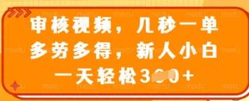 审核视频，几秒一单，多劳多得，新人小白一天轻松3张【揭秘】汇创网-网创项目_汇创网_中创网_福缘网_冒泡网_资源整合平台汇创网