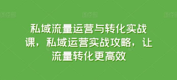 私域流量运营与转化实战课，私域运营实战攻略，让流量转化更高效汇创网-网创项目_汇创网_中创网_福缘网_冒泡网_网创项目平台汇创网