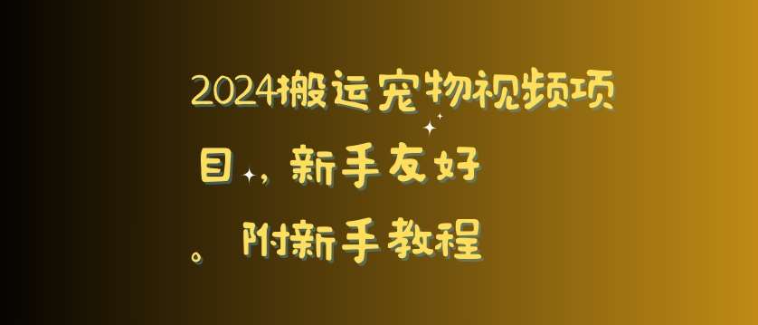 2024搬运宠物视频项目，新手友好，完美去重，附新手教程【揭秘】汇创网-网创项目_汇创网_中创网_福缘网_冒泡网_网创项目平台汇创网
