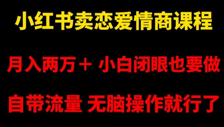 小红书卖恋爱情商课程，月入两万＋，小白闭眼也要做，自带流量，无脑操作就行了【揭秘】汇创网-网创项目_汇创网_中创网_福缘网_冒泡网_资源整合平台汇创网
