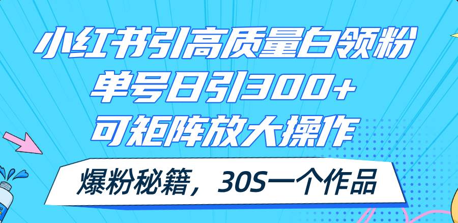 小红书引高质量白领粉，单号日引300+，可放大操作，爆粉秘籍！30s一个作品汇创网-网创项目_汇创网_中创网_福缘网_冒泡网_资源整合平台汇创网
