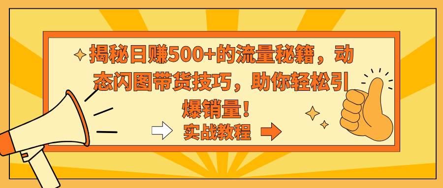 揭秘日赚500+的流量秘籍，动态闪图带货技巧，助你轻松引爆销量！汇创网-网创项目_汇创网_中创网_福缘网_冒泡网_资源整合平台汇创网