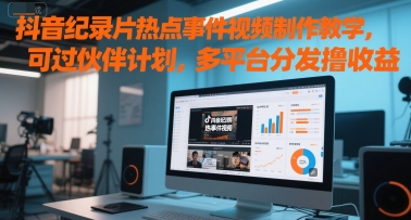抖音纪录片热点事件视频制作教学，可过伙伴计划，多平台分发撸收益汇创网-网创项目_汇创网_中创网_福缘网_冒泡网_资源整合平台汇创网