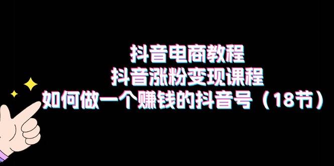 抖音电商教程：抖音涨粉变现课程：如何做一个赚钱的抖音号（18节）汇创网-网创项目_汇创网_中创网_福缘网_冒泡网_资源整合平台汇创网